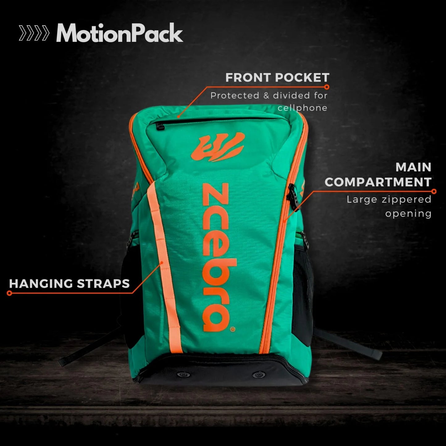 Pickleball Backpack ZCEBRA MotionPack 50 Liters Green