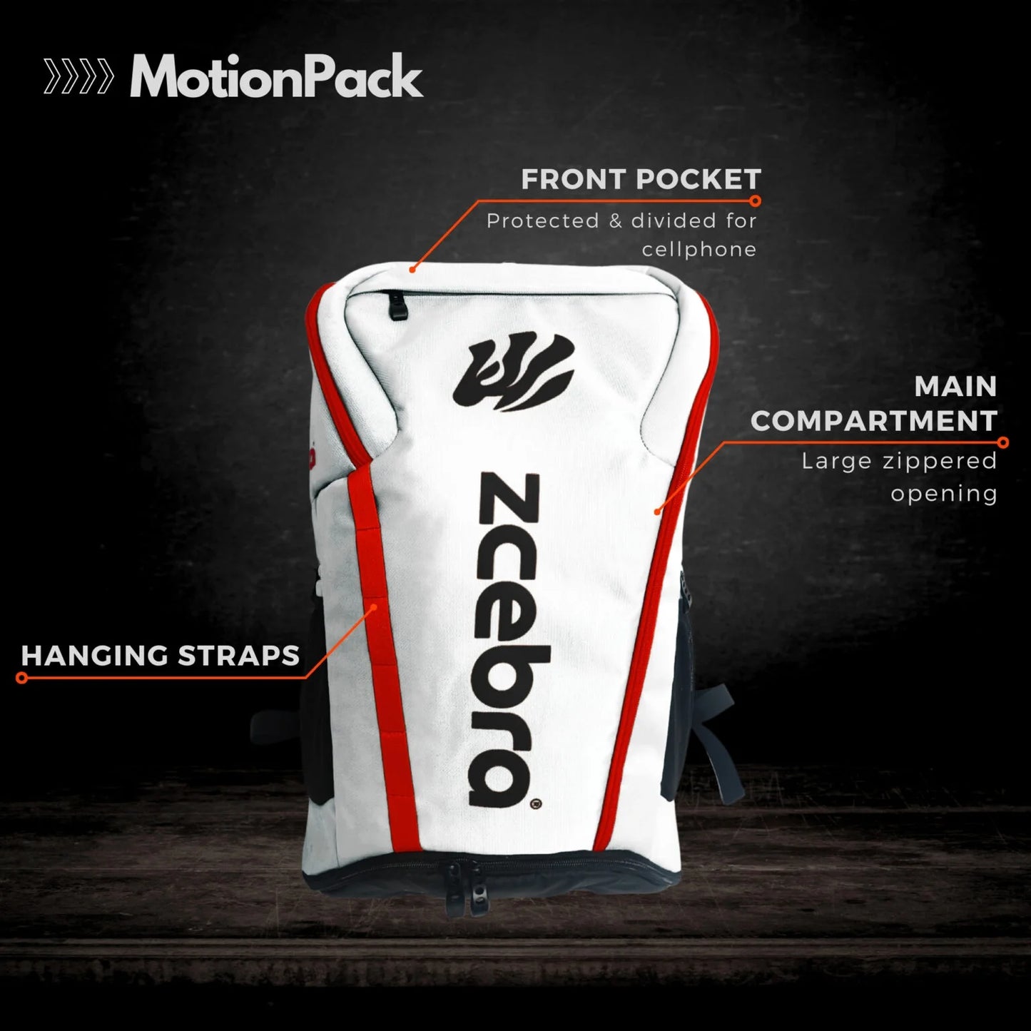 Pickleball Backpack ZCEBRA MotionPack – 50 Liters White