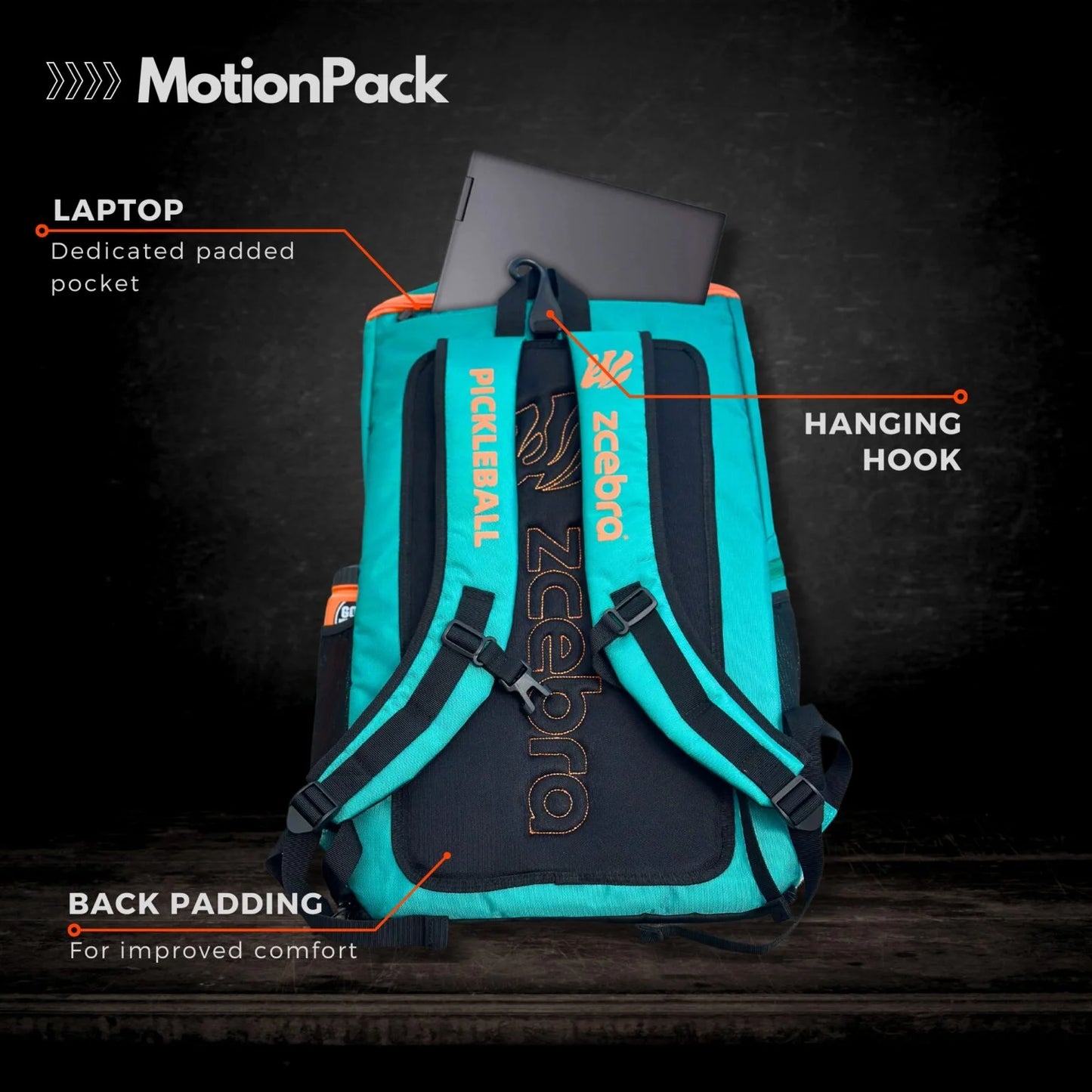 Pickleball Backpack ZCEBRA MotionPack 50 Liters Green