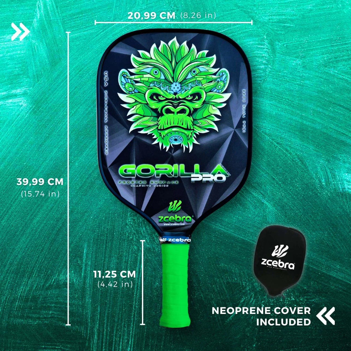 Carbon pickleball paddle GORILLA PRO SERIES (green)