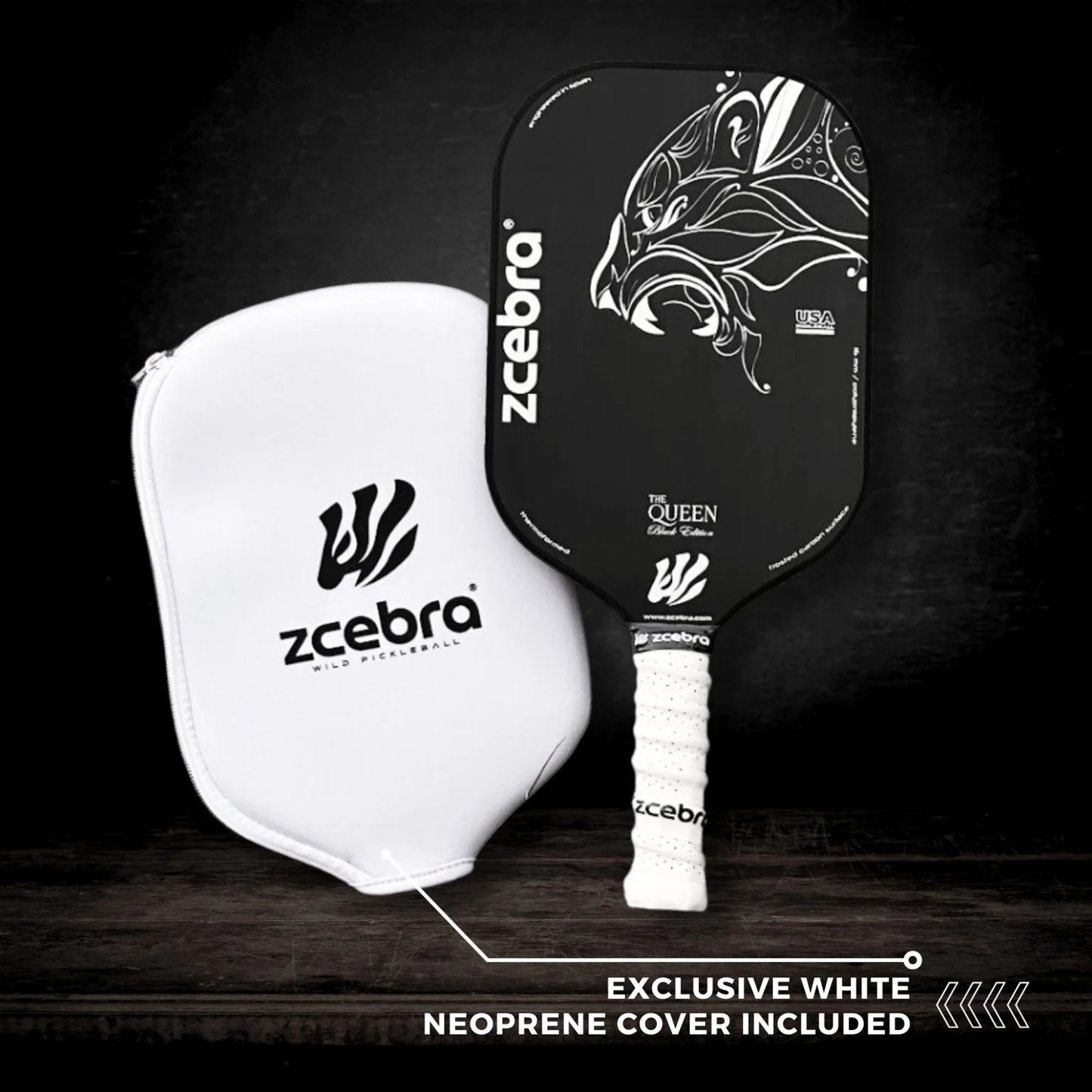 Black Pickleball Paddle The Queen Edgeless
