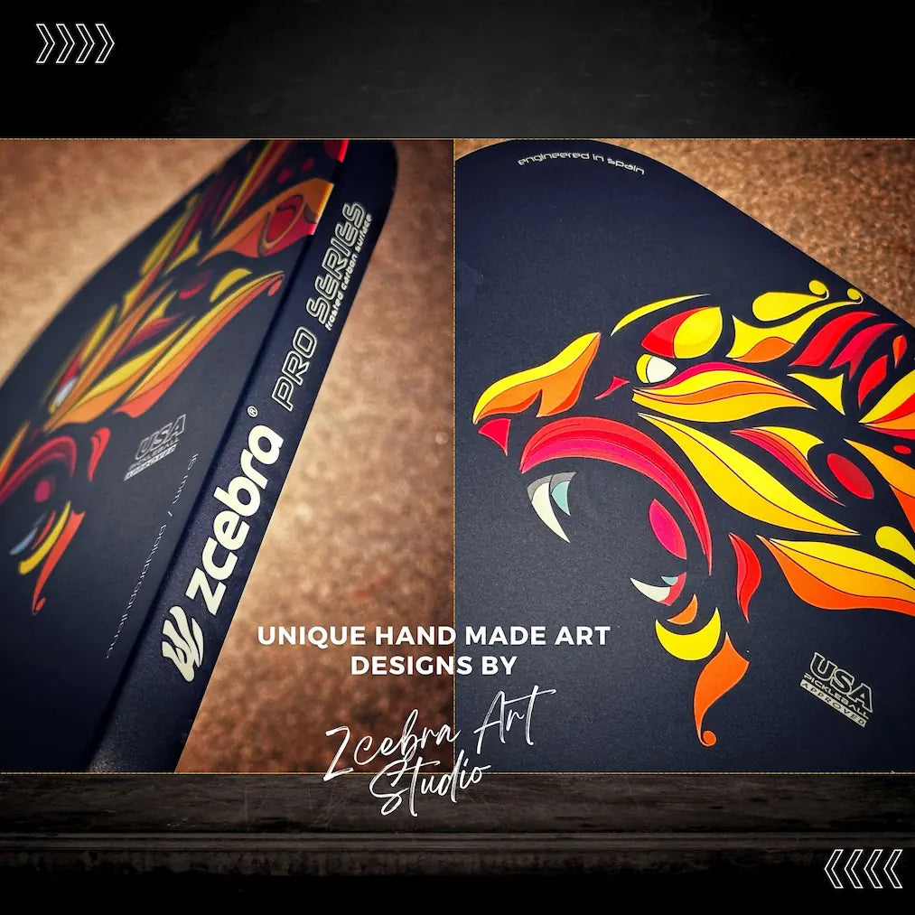Black/orange Pickleball Paddle THE QUEEN Edgeless