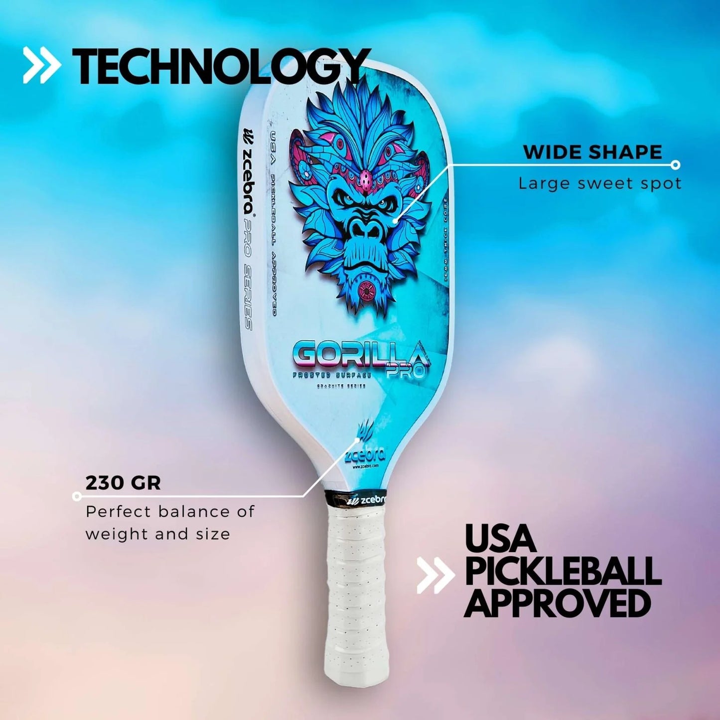 Pickleball paddle Carbon GORILLA PRO SERIES (blue)