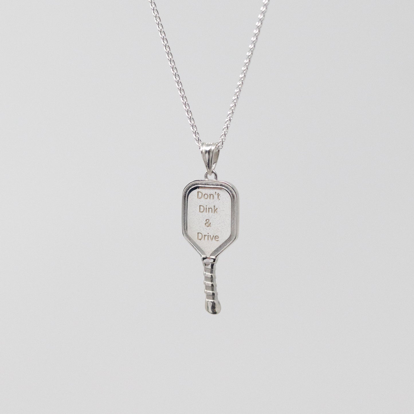 Chain Pickleball paddle pendant in silver for men