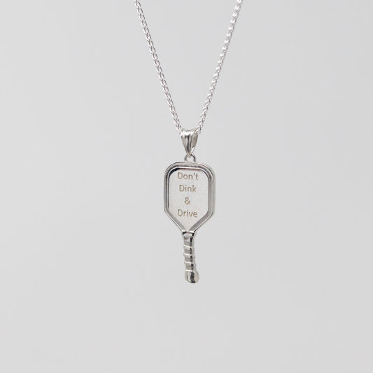 Chain Pickleball paddle pendant in silver for men