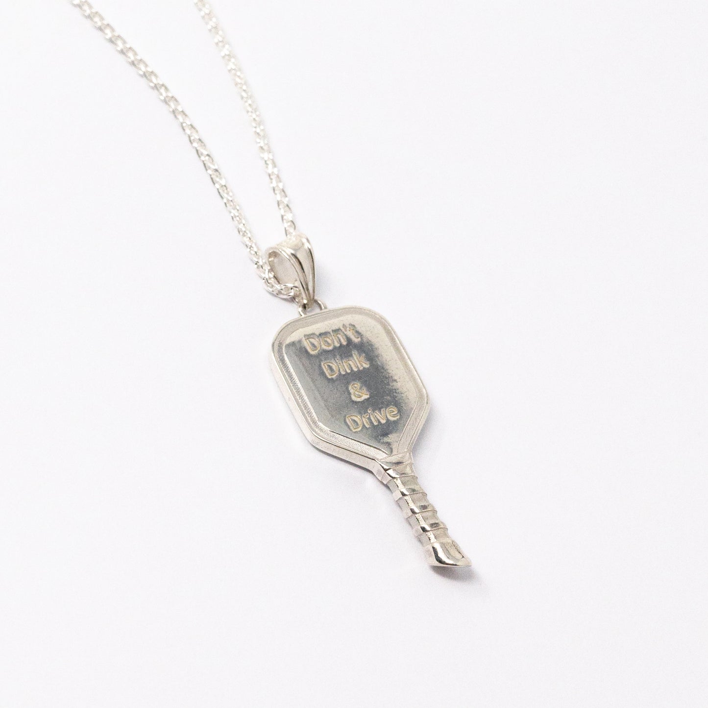 Chain Pickleball paddle pendant in silver for men